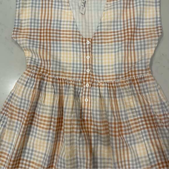 Madewell NWT Cap Sleeve Button Front Mini Dress in Plaid - Picture 10 of 10